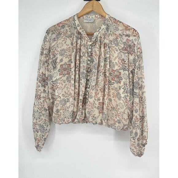 Dress Forum Revolve Blouse Button Front Beige Floral Paisley Boho Size S‎ - Picture 1 of 8